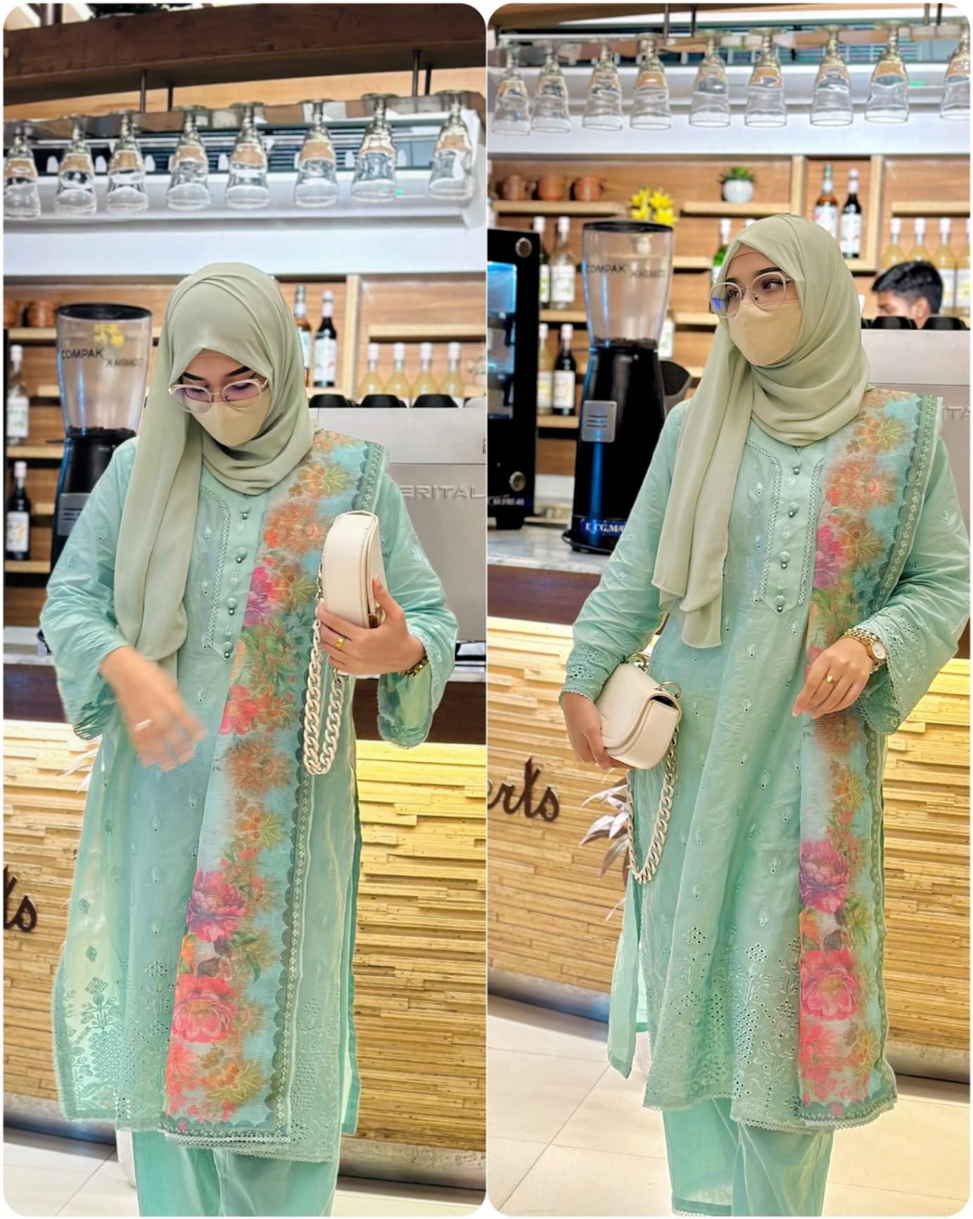 Cotton Chikankari Three Piece