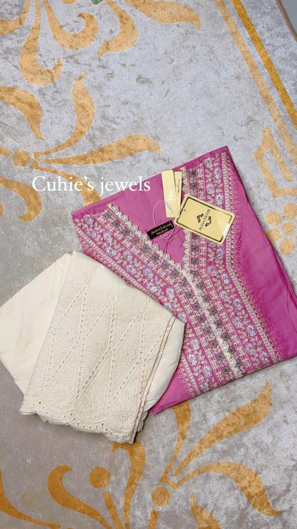 Agha Noor Inspired Cotton Two Piece With Plazo