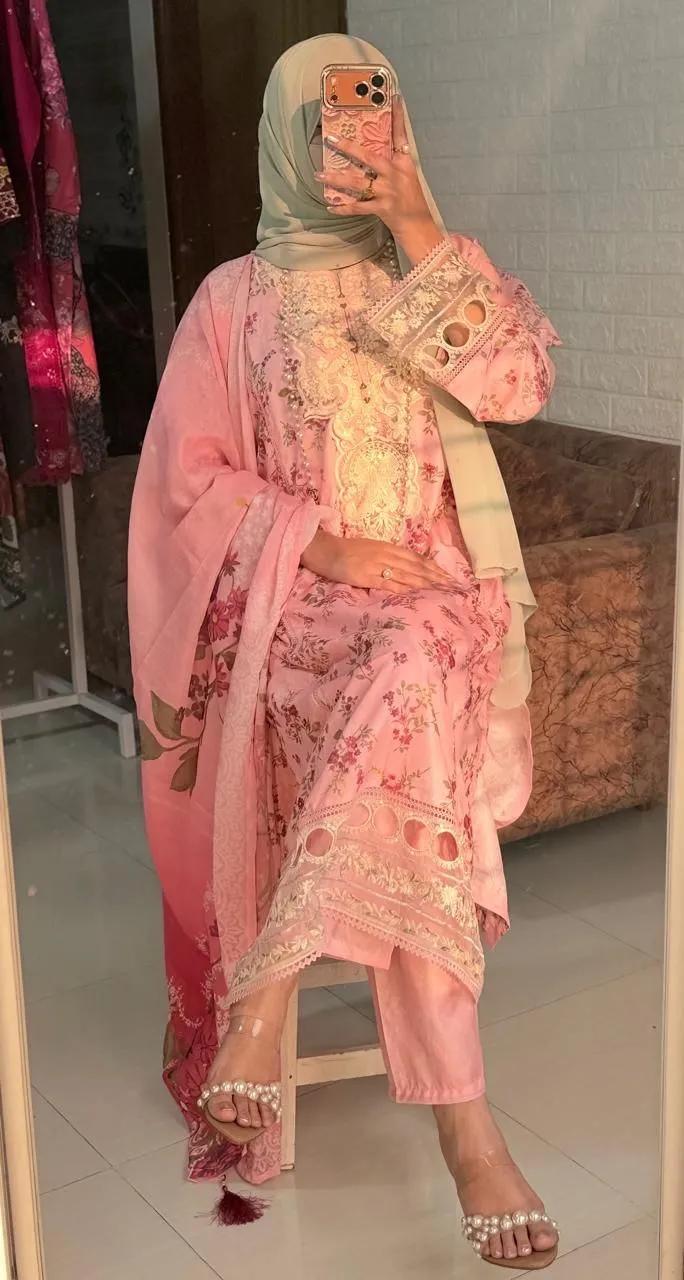 Premium Embroidered Three Piece